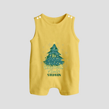 "Its Christmas Time" - Christmas Themed Romper Suit With Customized name - PASTEL YELLOW - 0 - 5 Months Old (Chest 18")