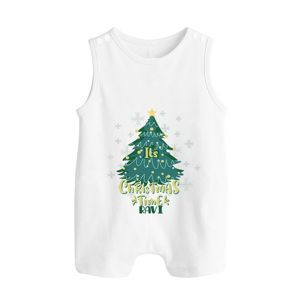 Christmas Time – Personalized   Romper Suit - WHITE - 0 - 5 Months Old (Chest 18")