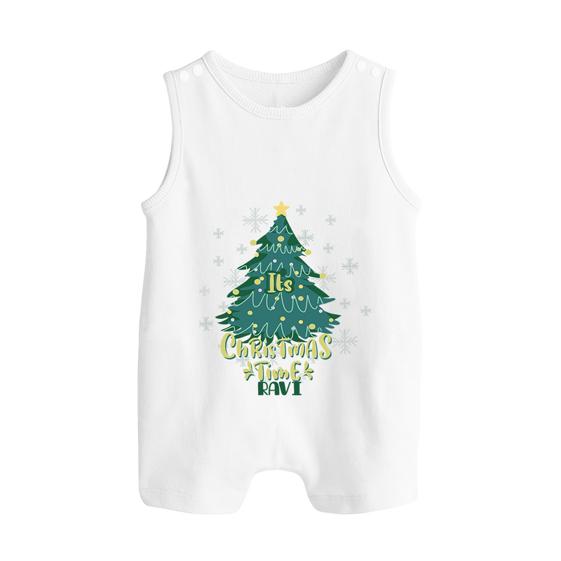 Christmas Time – Personalized   Romper Suit - WHITE - 0 - 5 Months Old (Chest 18")