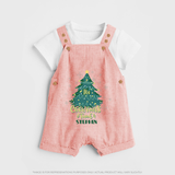 "Its Christmas Time" - Christmas Themed Kids Dungaree Set With Customized name - PEACH - 0 - 5 Months Old (Chest 18")