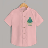 "Its Christmas Time" - Christmas Themed Kids Shirt With Customized name - PEACH - 0 - 6 Months Old (Chest 23")