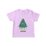 "Its Christmas Time" - Christmas Themed Kids T-Shirt With Customized name - LILAC - 0-5 Months Old (Chest 17")