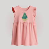 "Its Christmas Time" - Christmas Themed Baby Frock With Customized name - BABY PINK - 0 - 3 Months Old (Chest 17")