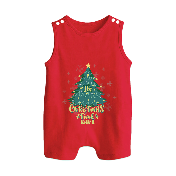 Christmas Time – Personalized   Romper Suit - RED - 0 - 5 Months Old (Chest 18")