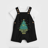 "Its Christmas Time" - Christmas Themed Kids Dungaree Set With Customized name - BLACK - 0 - 5 Months Old (Chest 18")