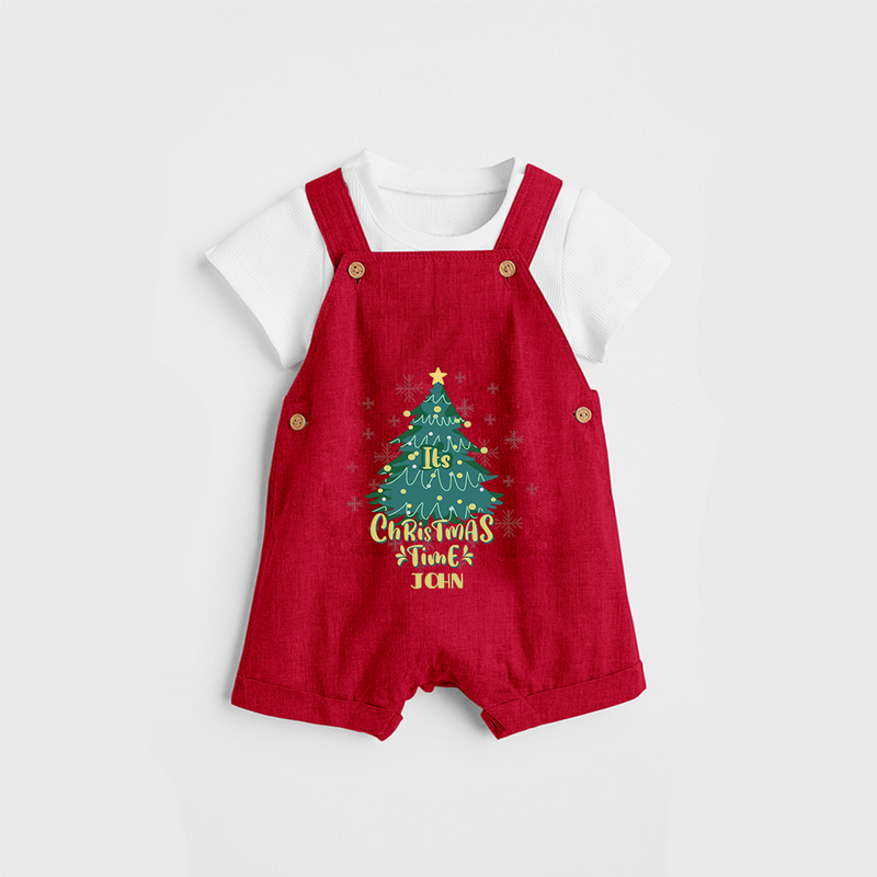 "Its Christmas Time" - Christmas Themed Kids Dungaree Set With Customized name