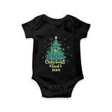 "Its Christmas Time" - Christmas Themed Kids Romper With Customized name - BLACK - 0 - 3 Months Old (Chest 16")