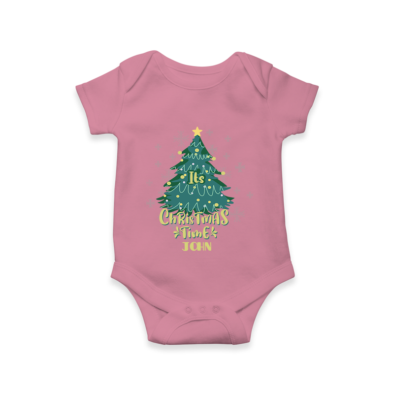 "Its Christmas Time" - Christmas Themed Kids Romper With Customized name - ONION - 0 - 3 Months Old (Chest 16")