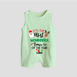 "ItÕs The Most Wonderful Time Of The Year " - Christmas Themed Romper Suit With Customized name - MINT GREEN - 0 - 5 Months Old (Chest 18")