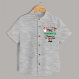 "ItÕs The Most Wonderful Time Of The Year " - Christmas Themed Kids Shirt With Customized name - GREY MELANGE - 0 - 6 Months Old (Chest 23")