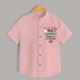 "ItÕs The Most Wonderful Time Of The Year " - Christmas Themed Kids Shirt With Customized name - PEACH - 0 - 6 Months Old (Chest 23")