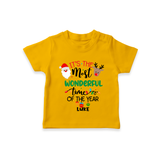 "ItÕs The Most Wonderful Time Of The Year " - Christmas Themed Kids T-Shirt With Customized name - CHROME YELLOW - 0-5 Months Old (Chest 17")