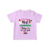 "ItÕs The Most Wonderful Time Of The Year " - Christmas Themed Kids T-Shirt With Customized name - LILAC - 0-5 Months Old (Chest 17")