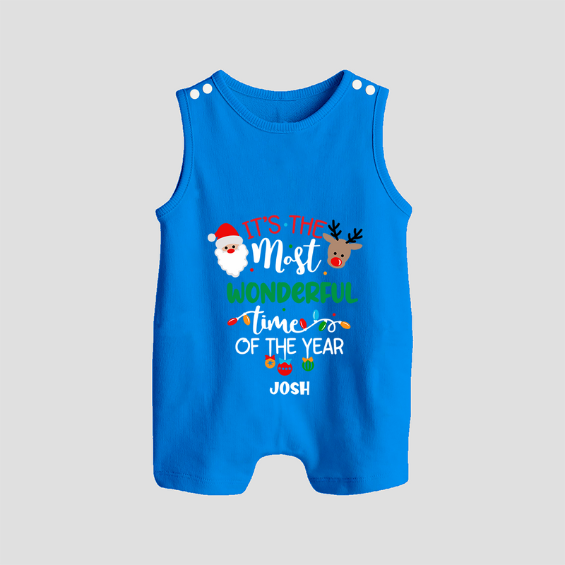 "ItÕs The Most Wonderful Time Of The Year " - Christmas Themed Romper Suit With Customized name - ROYAL BLUE - 0 - 5 Months Old (Chest 18")