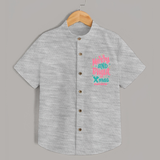 "Merry And Bright Xmas" - Christmas Themed Kids Shirt With Customized name - GREY MELANGE - 0 - 6 Months Old (Chest 23")