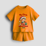 Customized My First Christmas Imprinted Co-ord Set With Name For Kids - TANGERINE - 0-5 months old  (Chest 18")