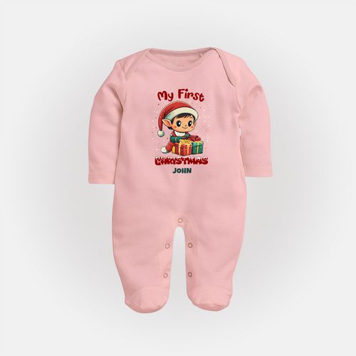 Customized My First Christmas Imprinted Sleep Suit With Name For Babies