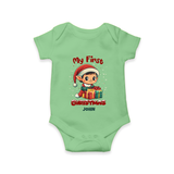 Customized My First Christmas Imprinted Romper With Name For Babies - GREEN - 0 - 3 Months Old (Chest 16")