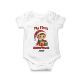 Customized My First Christmas Imprinted Romper With Name For Babies - WHITE - 0 - 3 Months Old (Chest 16")