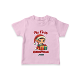 Customized My First Christmas Imprinted T-Shirt With Name For Babies - PINK - 0-5 Months Old (Chest 17")