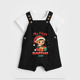 Customized My First Christmas Imprinted Dungaree Set With Name For Babies - BLACK - 0 - 5 Months Old (Chest 18")