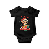 Customized My First Christmas Imprinted Romper With Name For Babies - BLACK - 0 - 3 Months Old (Chest 16")