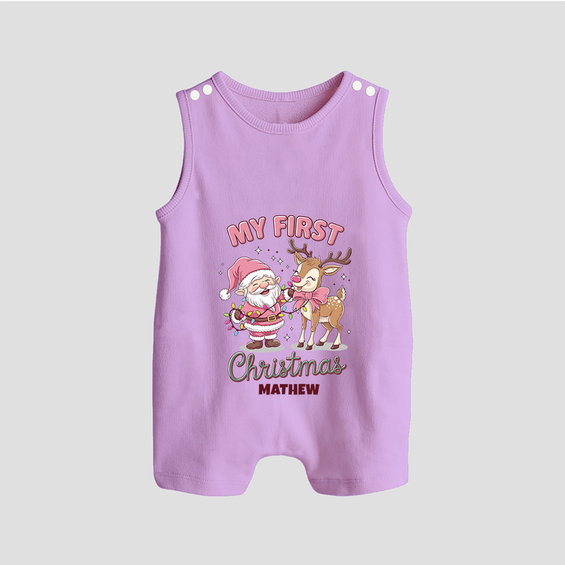 My 1st Christmas - Cute Imprinted Romper Suit With Name For Babies - LILAC - 0 - 5 Months Old (Chest 18")