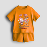 My 1st Christmas - Cute Imprinted Co-ord Set With Name For Kids - TANGERINE - 0-5 months old  (Chest 18")