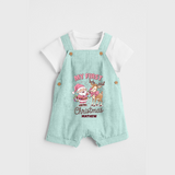 My 1st Christmas - Cute Imprinted Dungaree Set With Name For Babies - ARCTIC BLUE - 0 - 5 Months Old (Chest 18")