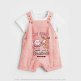 My 1st Christmas - Cute Imprinted Dungaree Set With Name For Babies - PEACH - 0 - 5 Months Old (Chest 18")