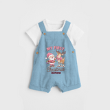 My 1st Christmas - Cute Imprinted Dungaree Set With Name For Babies - SKY BLUE - 0 - 5 Months Old (Chest 18")