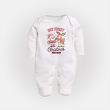 My 1st Christmas - Cute Imprinted Sleep Suit With Name For Babies - WHITE - New Born (Chest 7.5")