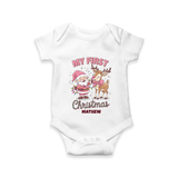 My 1st Christmas - Cute Imprinted Romper With Name For Babies - WHITE - 0 - 3 Months Old (Chest 16")