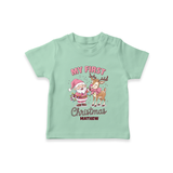 My 1st Christmas - Cute Imprinted T-Shirt With Name For Babies - MINT GREEN - 0-5 Months Old (Chest 17")