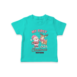 My 1st Christmas - Cute Imprinted T-Shirt With Name For Babies - TEAL - 0-5 Months Old (Chest 17")