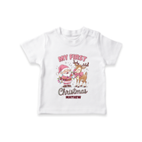 My 1st Christmas - Cute Imprinted T-Shirt With Name For Babies - WHITE - 0-5 Months Old (Chest 17")