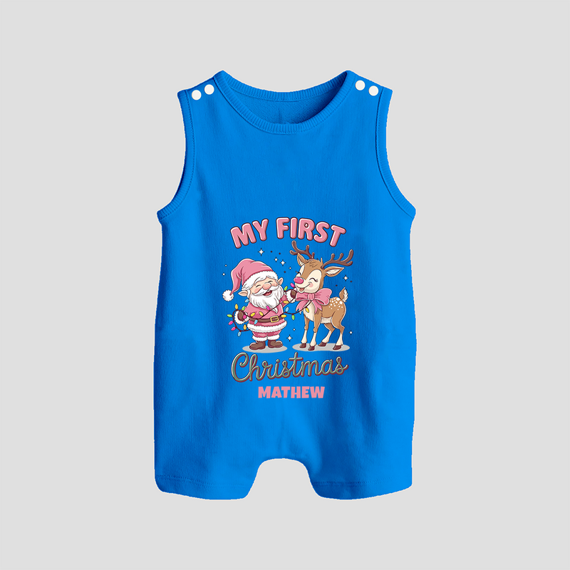 My 1st Christmas - Cute Imprinted Romper Suit With Name For Babies - ROYAL BLUE - 0 - 5 Months Old (Chest 18")