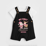 My 1st Christmas - Cute Imprinted Dungaree Set With Name For Babies - BLACK - 0 - 5 Months Old (Chest 18")