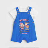 My 1st Christmas - Cute Imprinted Dungaree Set With Name For Babies - COBALT BLUE - 0 - 5 Months Old (Chest 18")