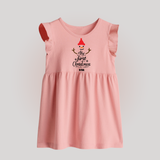 My 1st Christmas - Cute Imprinted Christmas Baby Frock With Name For Babies - BABY PINK - 0 - 3 Months Old (Chest 17")