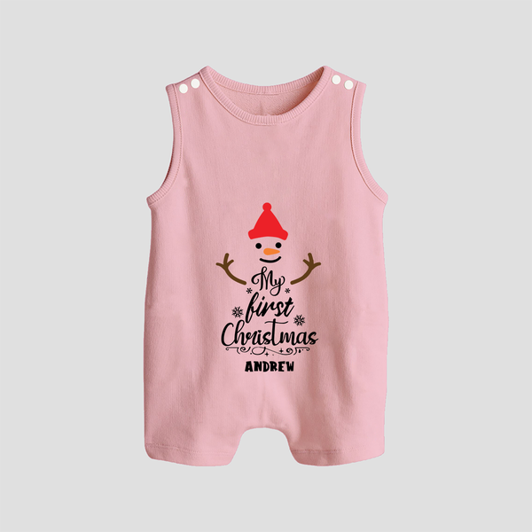 My 1st Christmas - Cute Imprinted Christmas Romper Suit With Name For Babies - BABY PINK - 0 - 5 Months Old (Chest 18")