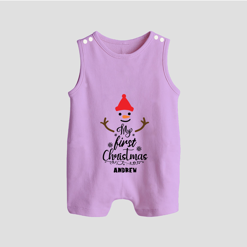 My 1st Christmas - Cute Imprinted Christmas Romper Suit With Name For Babies - LILAC - 0 - 5 Months Old (Chest 18")