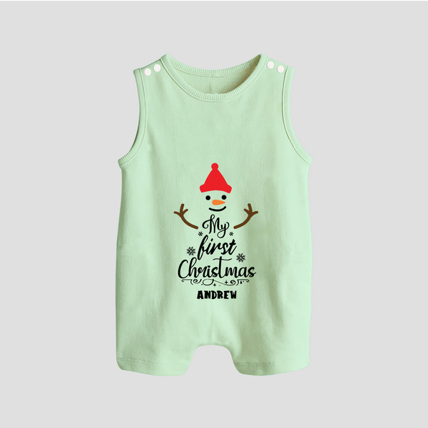 My 1st Christmas - Cute Imprinted Christmas Romper Suit With Name For Babies - MINT GREEN - 0 - 5 Months Old (Chest 18")