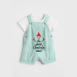 My 1st Christmas - Cute Imprinted Christmas Dungaree Set With Name For Babies - ARCTIC BLUE - 0 - 5 Months Old (Chest 18")