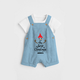 My 1st Christmas - Cute Imprinted Christmas Dungaree Set With Name For Babies - SKY BLUE - 0 - 5 Months Old (Chest 18")