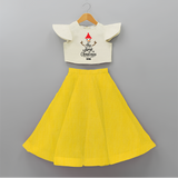 My 1st Christmas - Cute Imprinted Christmas Crop Top And Skirt With Name For Kids - YELLOW - 6 - 9 Months Old (Chest 20" , Frock Waist 20")