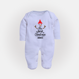 My 1st Christmas - Cute Imprinted Christmas Sleep Suit With Name For Babies - BABY BLUE - New Born (Chest 7.5")