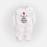 My 1st Christmas - Cute Imprinted Christmas Sleep Suit With Name For Babies - WHITE - New Born (Chest 7.5")