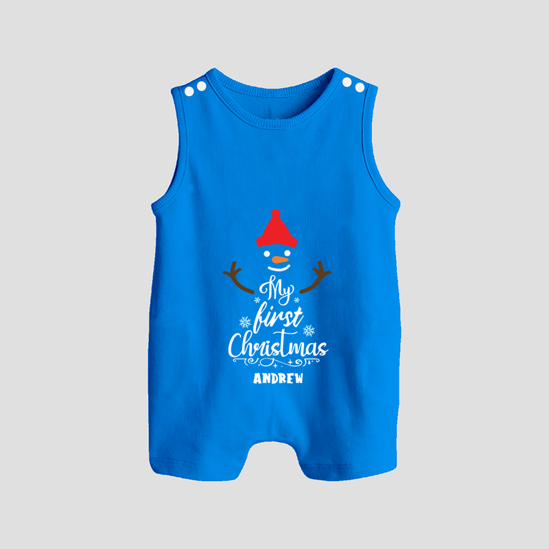 My 1st Christmas - Cute Imprinted Christmas Romper Suit With Name For Babies - ROYAL BLUE - 0 - 5 Months Old (Chest 18")