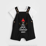 My 1st Christmas - Cute Imprinted Christmas Dungaree Set With Name For Babies - BLACK - 0 - 5 Months Old (Chest 18")